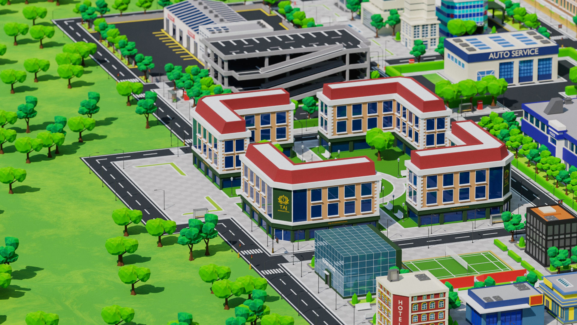 Low Poly city Asset pack Low-poly 3D model_3