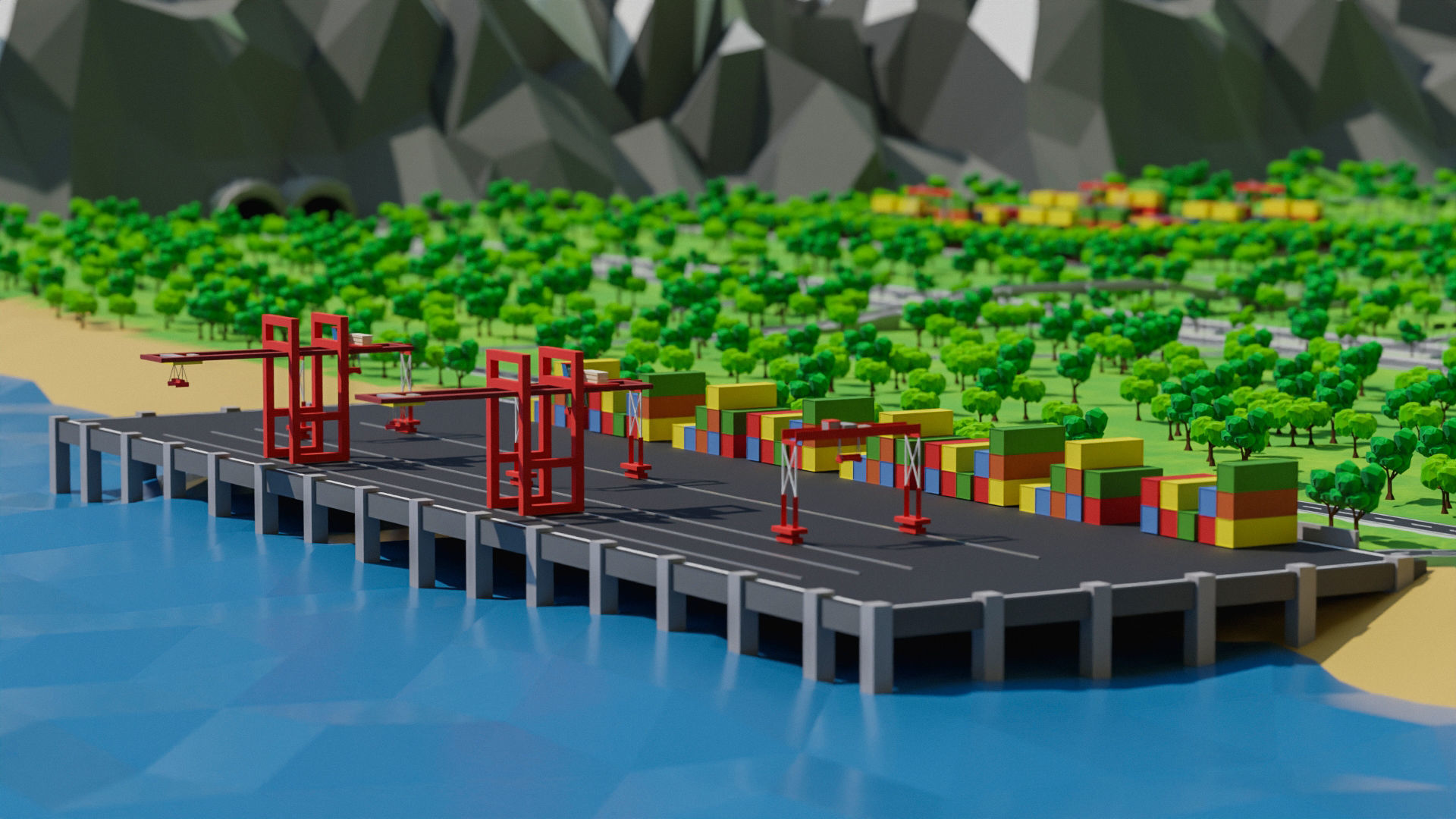 Low Poly city Asset pack Low-poly 3D model_13