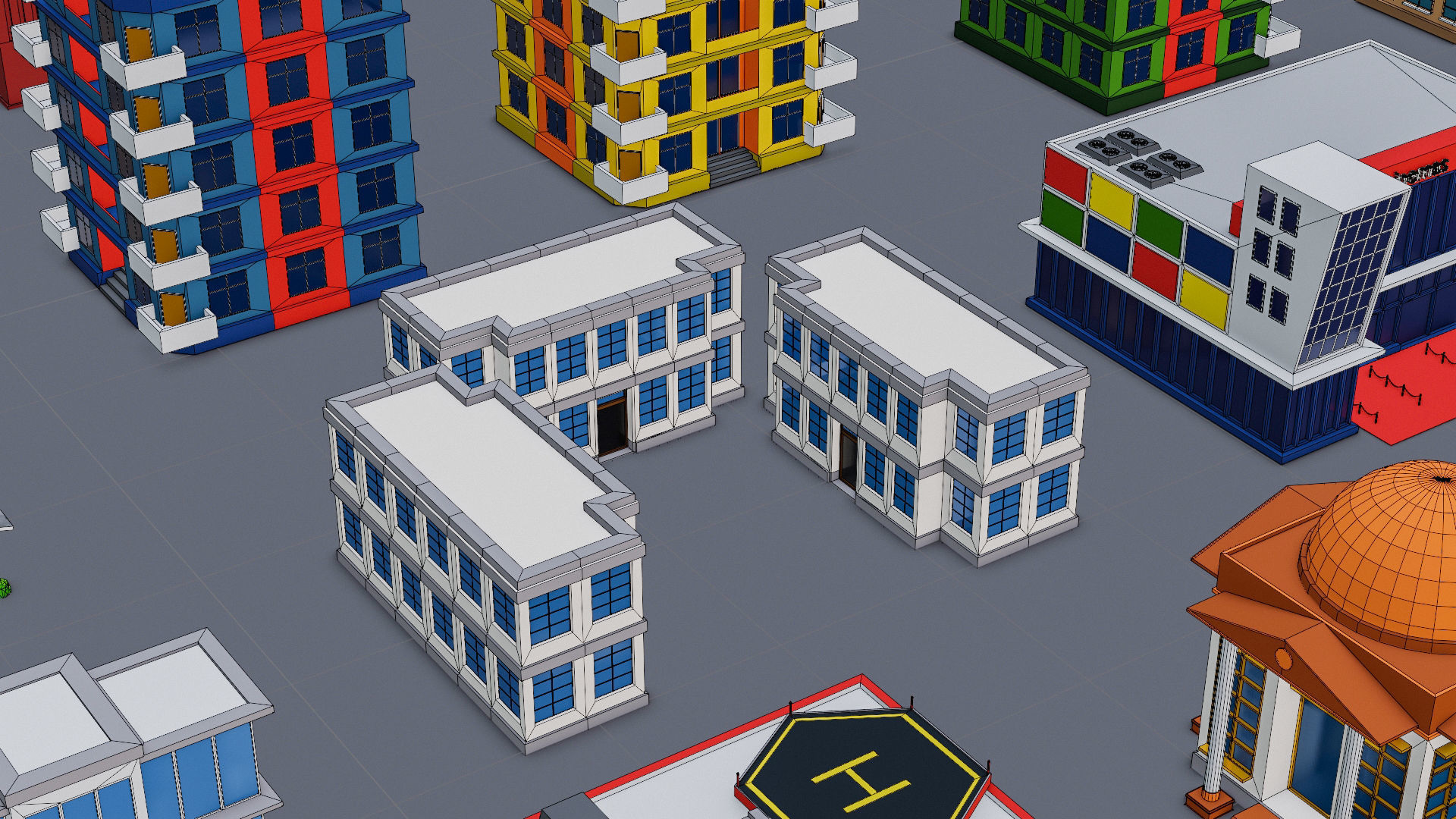 Low Poly city Asset pack Low-poly 3D model_23