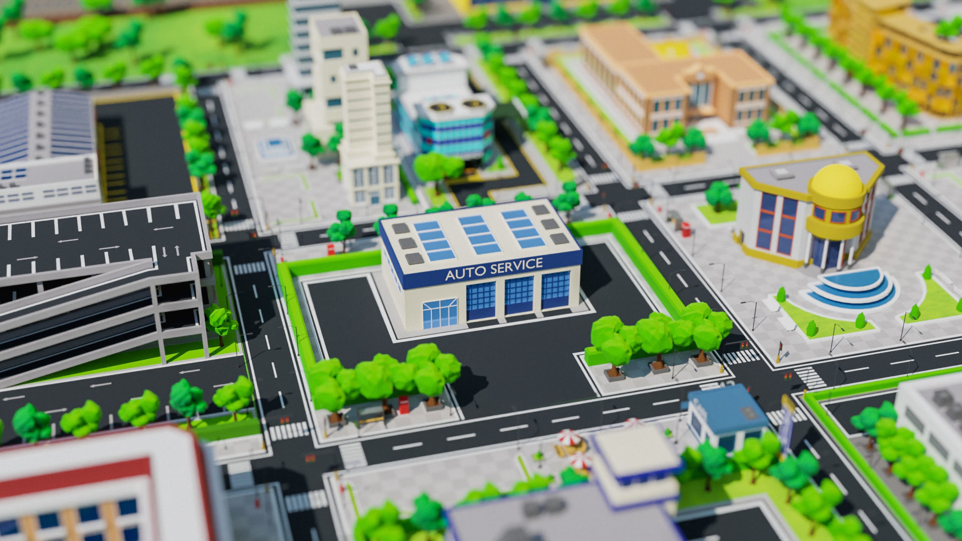 Low Poly city Asset pack Low-poly 3D model_9
