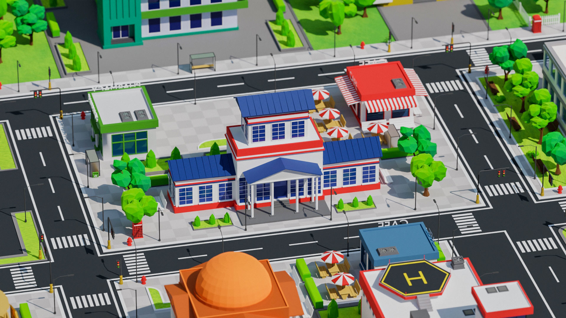 Low Poly city Asset pack Low-poly 3D model_6