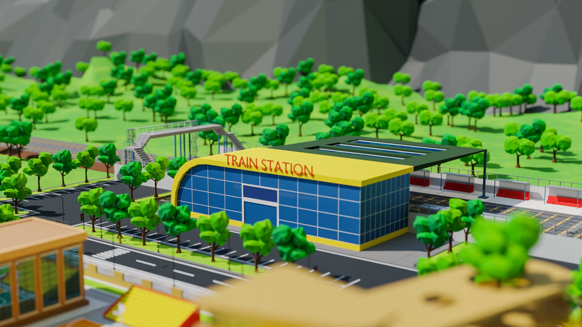 Low Poly city Asset pack Low-poly 3D model_15