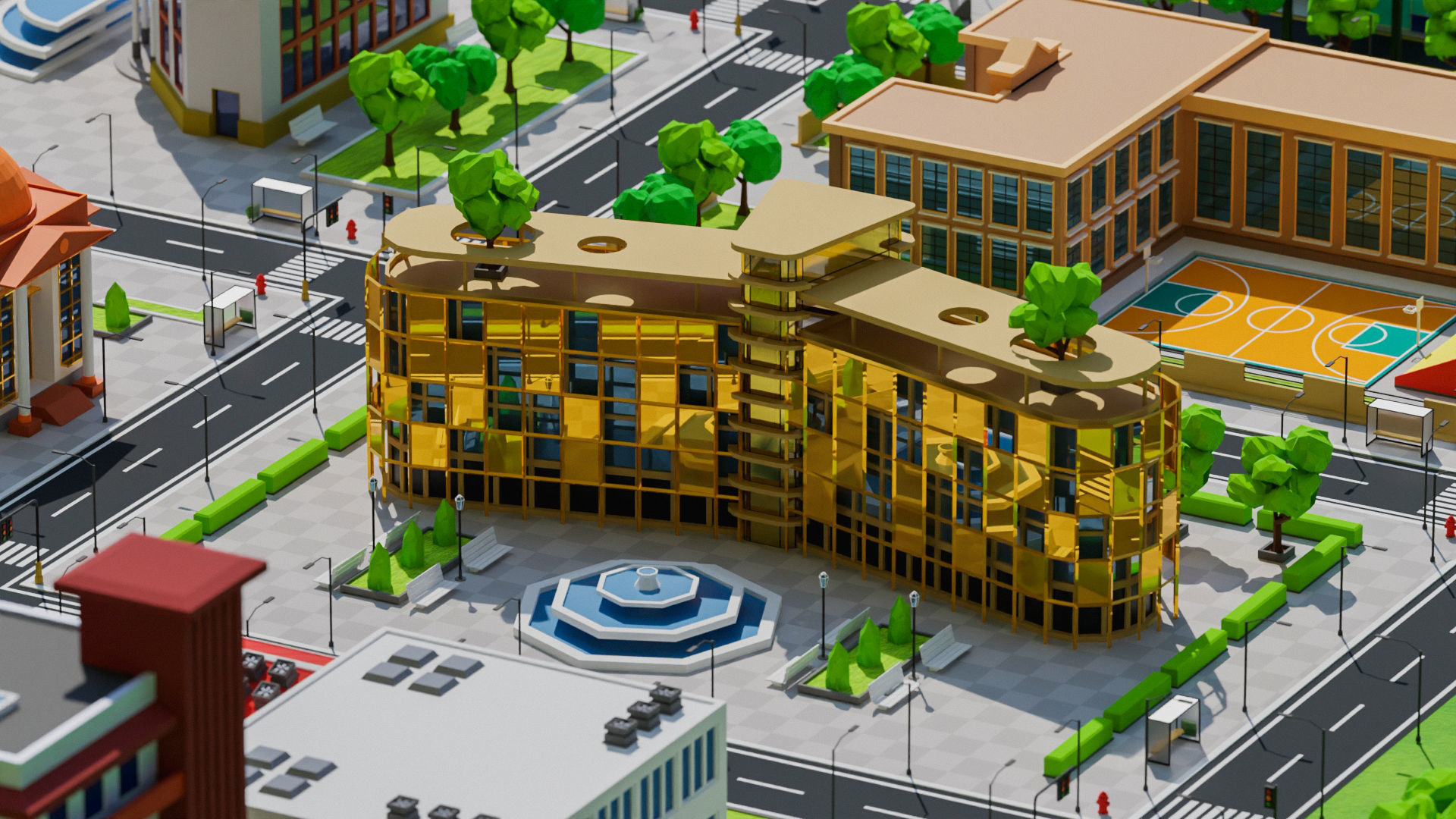 Low Poly city Asset pack Low-poly 3D model_28