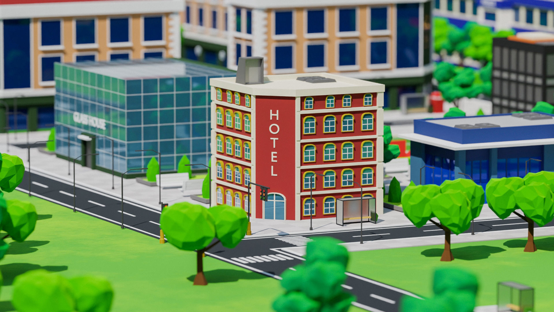 Low Poly city Asset pack Low-poly 3D model_4