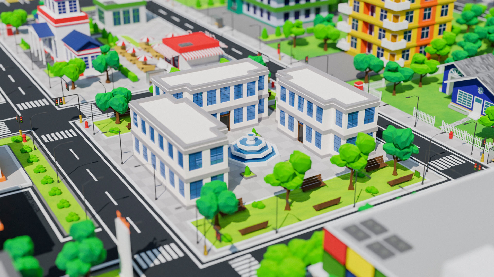 Low Poly city Asset pack Low-poly 3D model_21