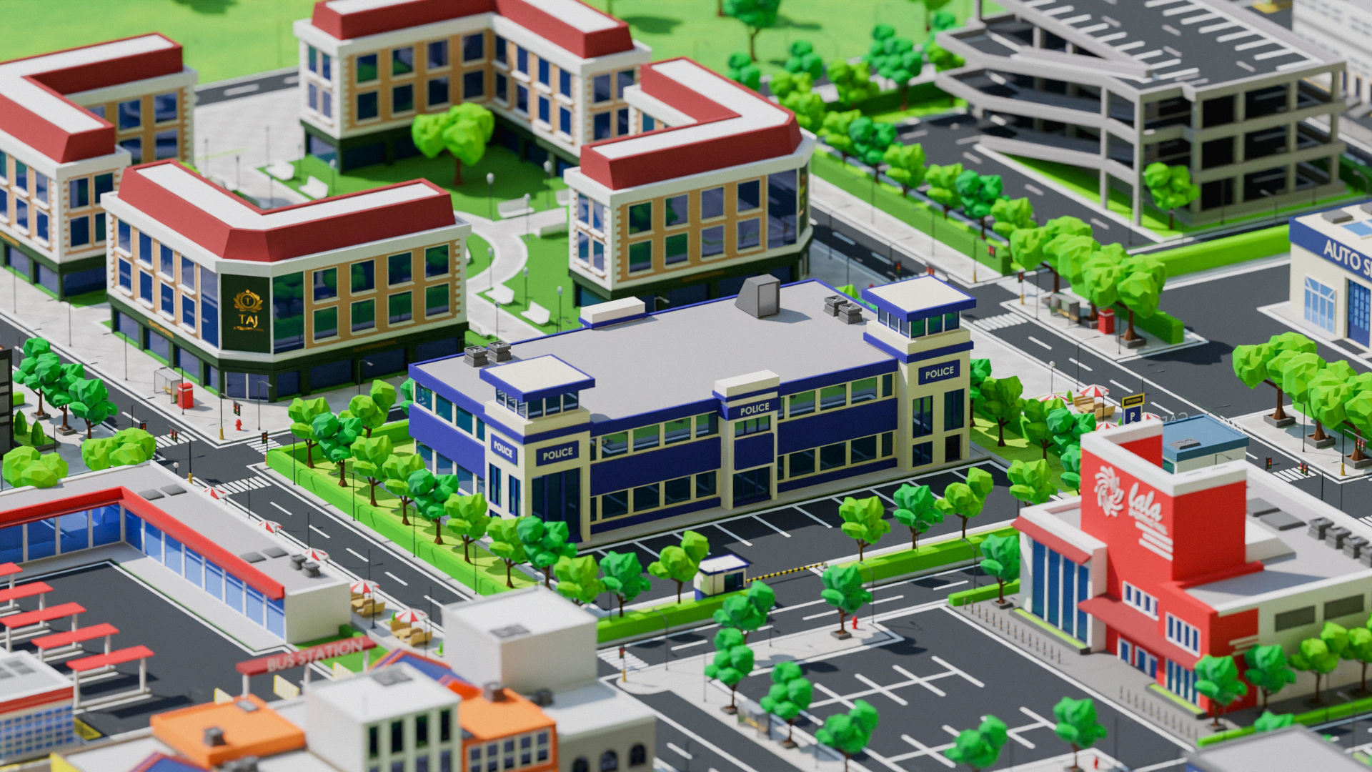 Low Poly city Asset pack Low-poly 3D model_29