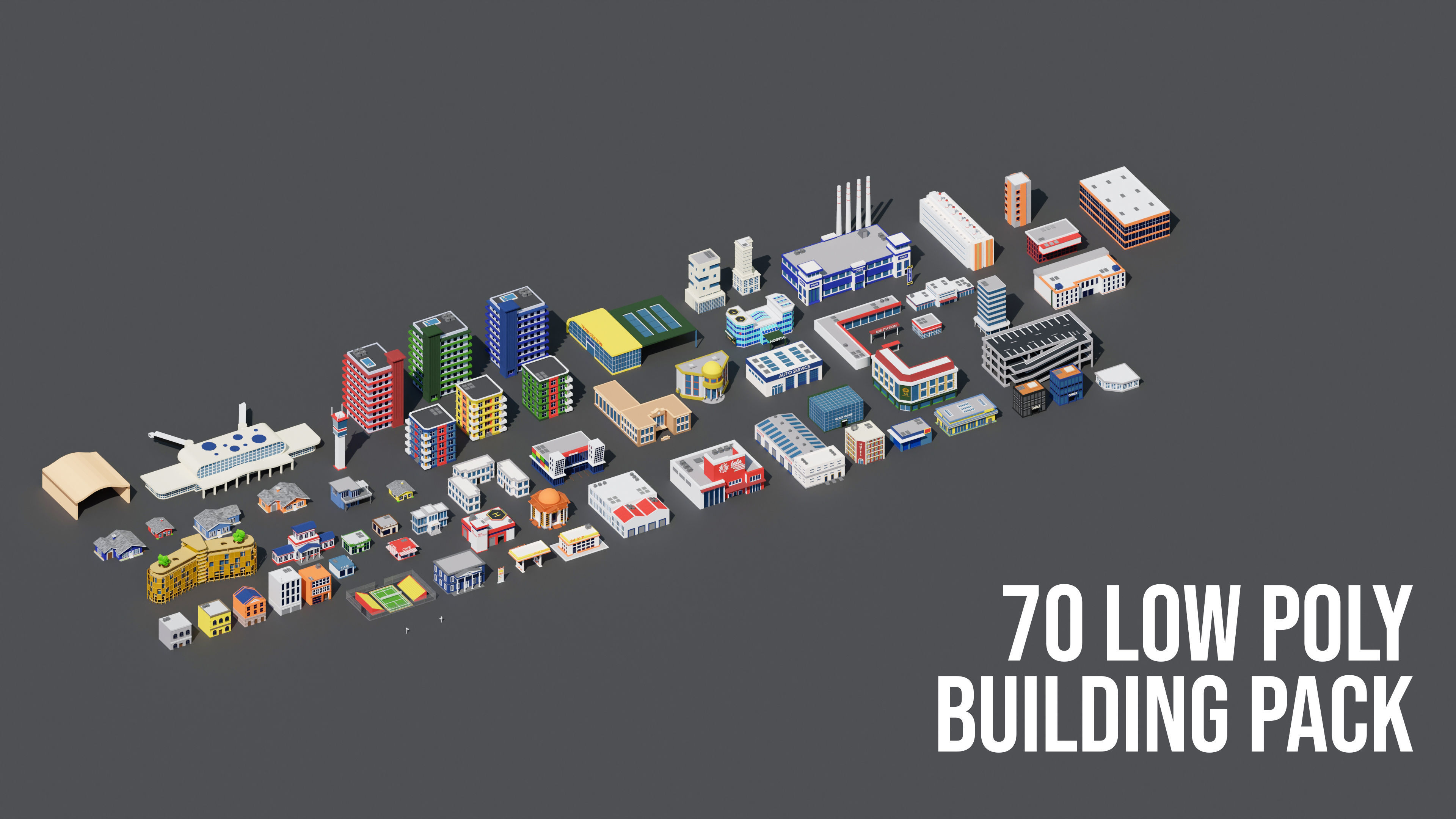 Low Poly city Asset pack Low-poly 3D model_25