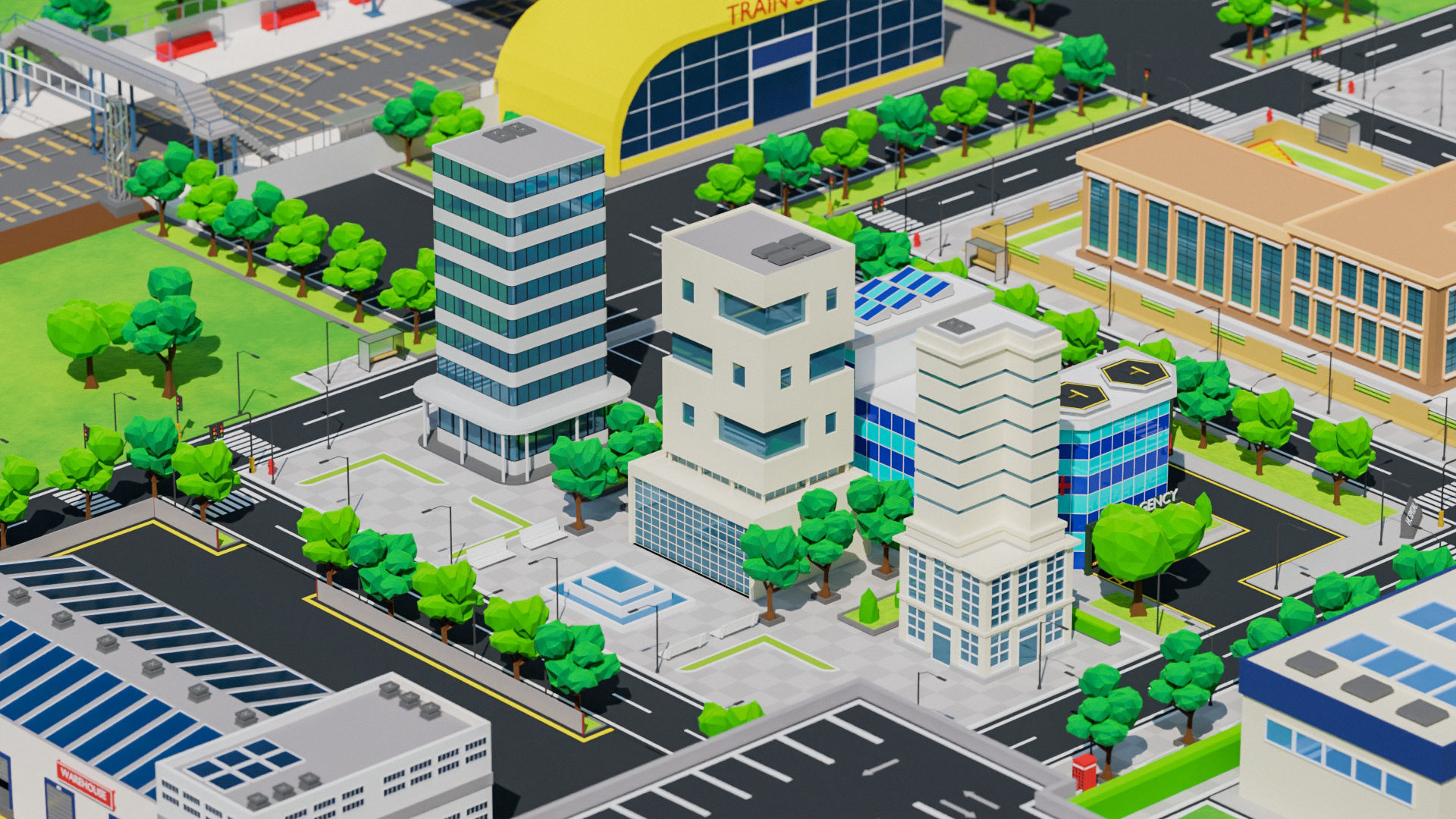 Low Poly city Asset pack Low-poly 3D model_26