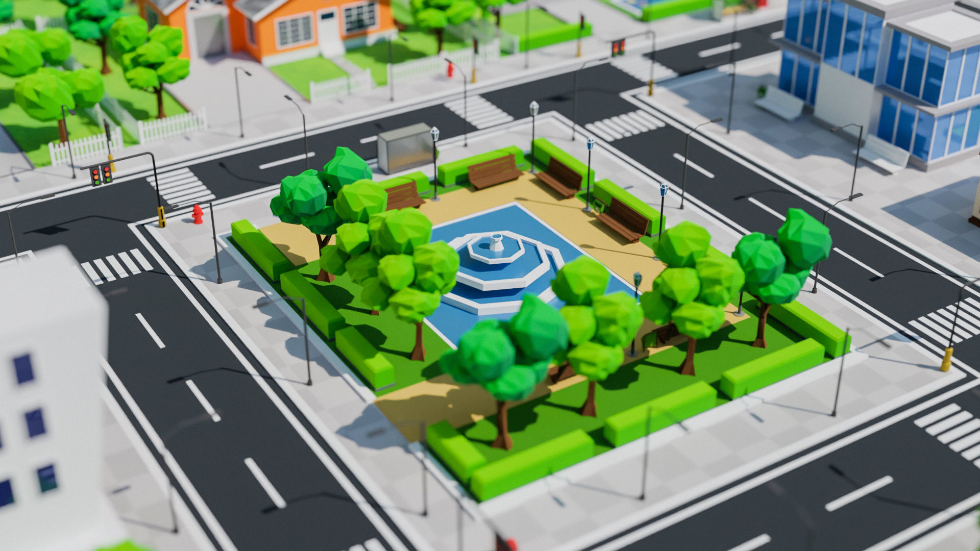 Low Poly city Asset pack Low-poly 3D model_19