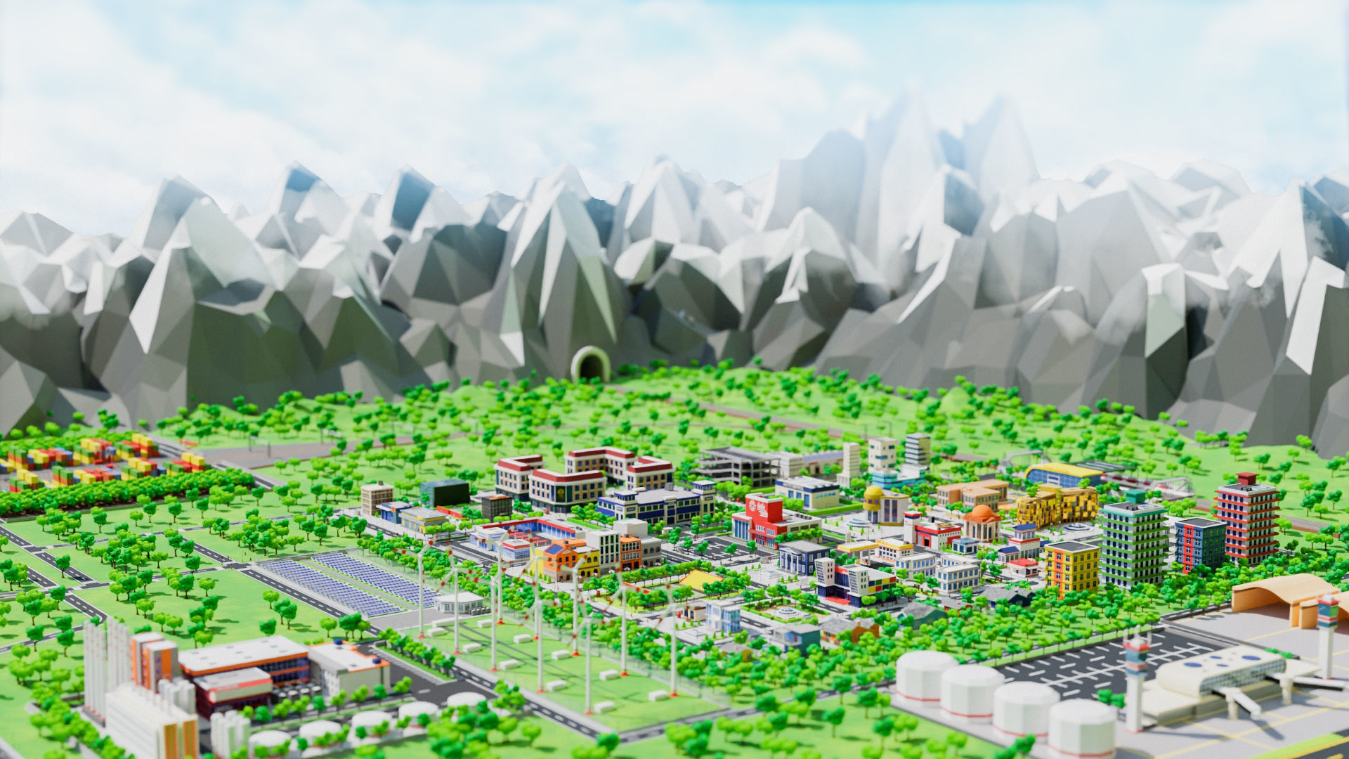 Low Poly city Asset pack Low-poly 3D model_8