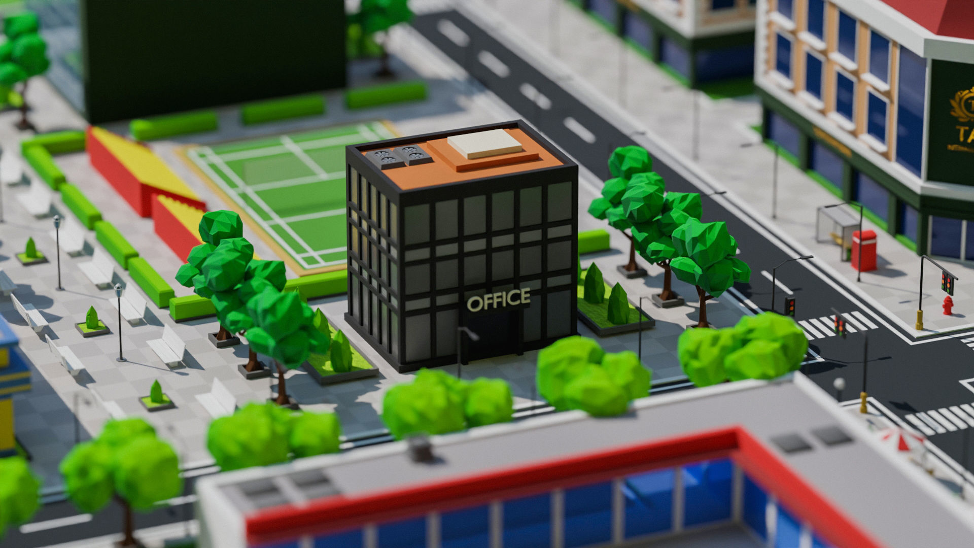 Low Poly city Asset pack Low-poly 3D model_27