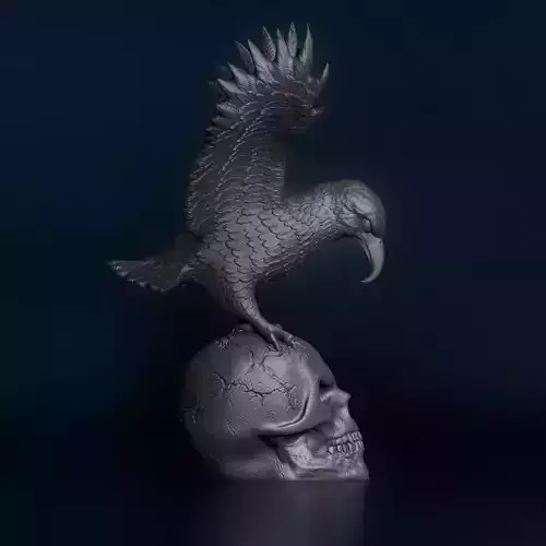Skull with Eagle Bird Eyes Closed Hollow Inside 3D print model