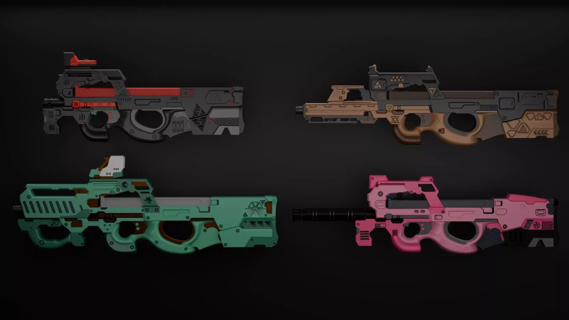 P90 gun collection 3D model_0