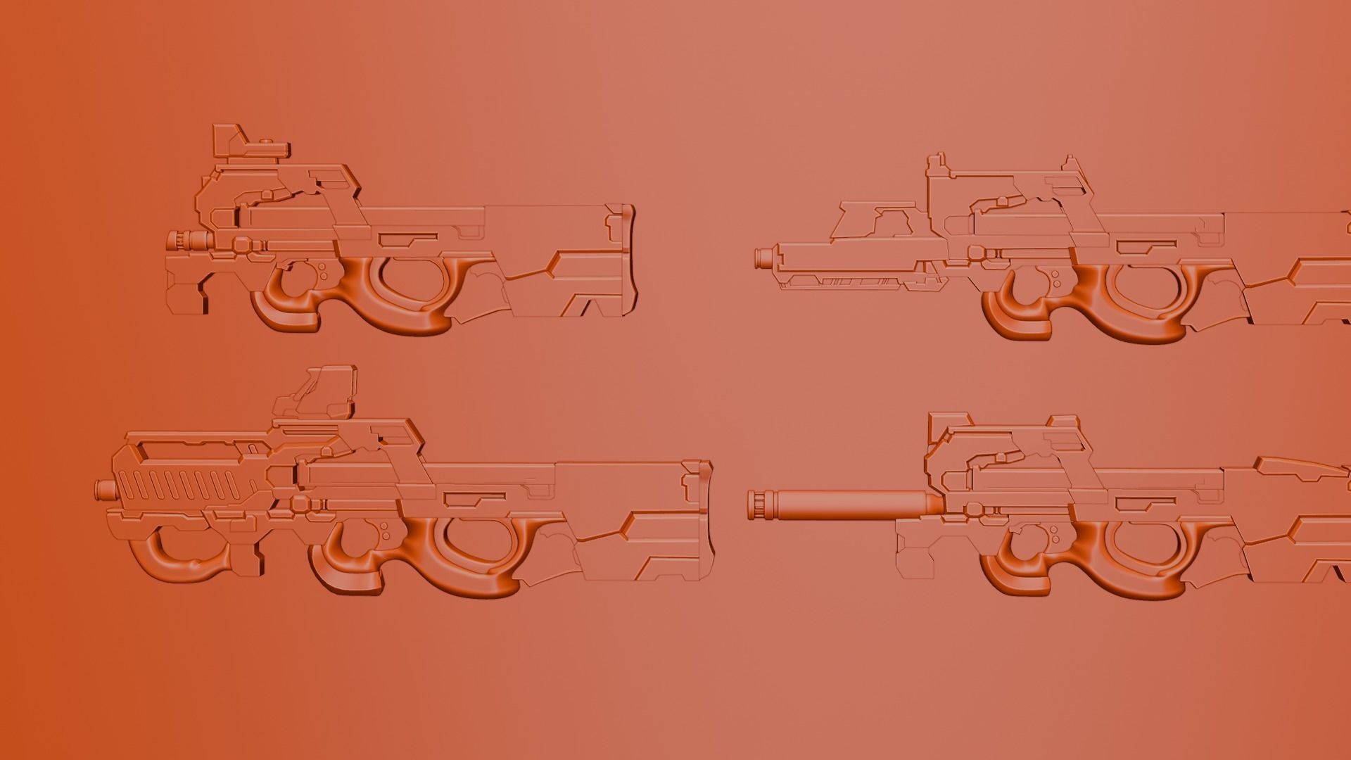 P90 gun collection 3D model_40