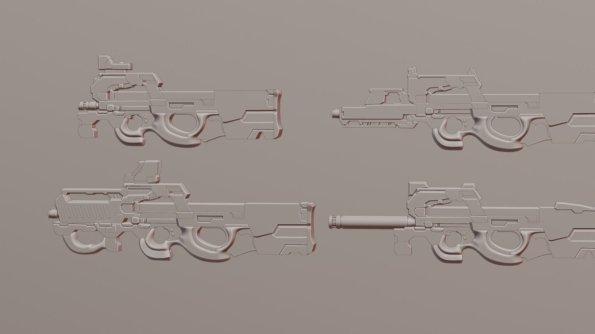 P90 gun collection 3D model_35