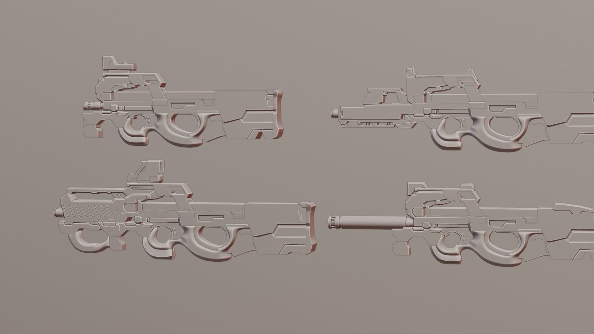 P90 gun collection 3D model_33