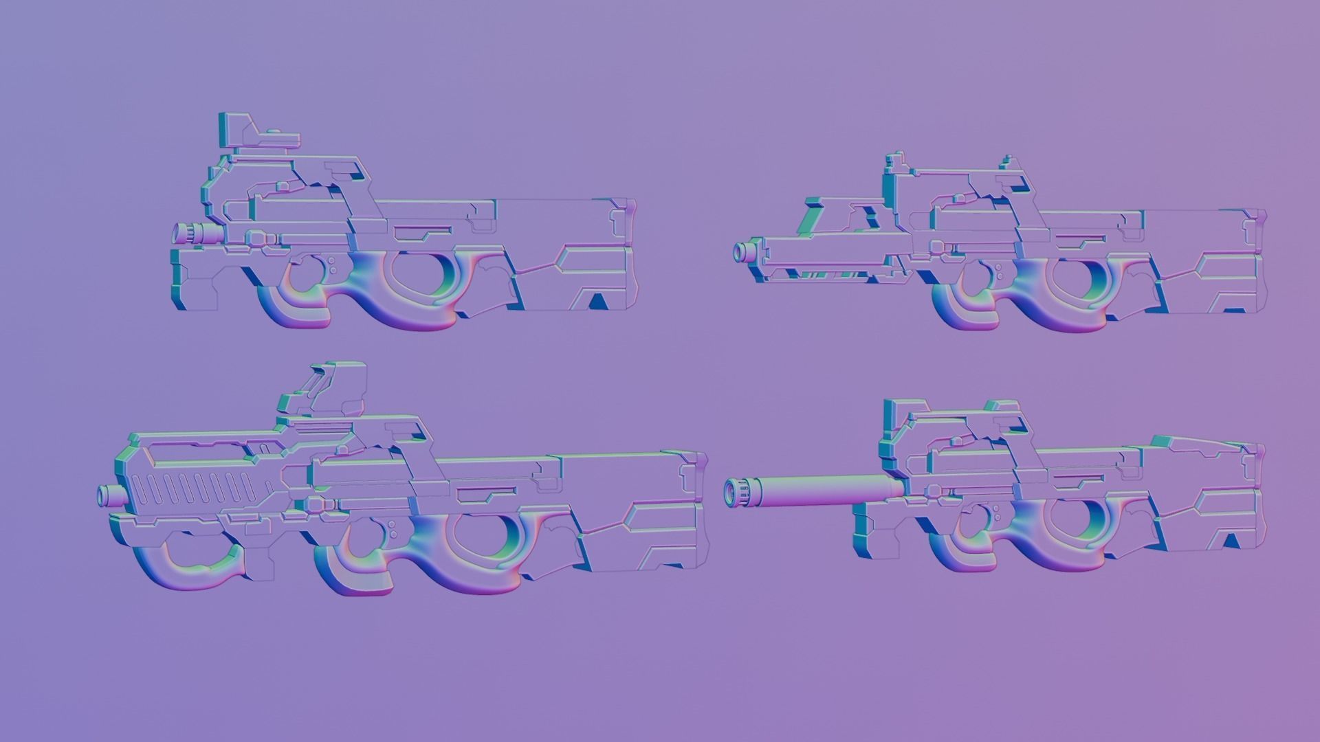 P90 gun collection 3D model_23