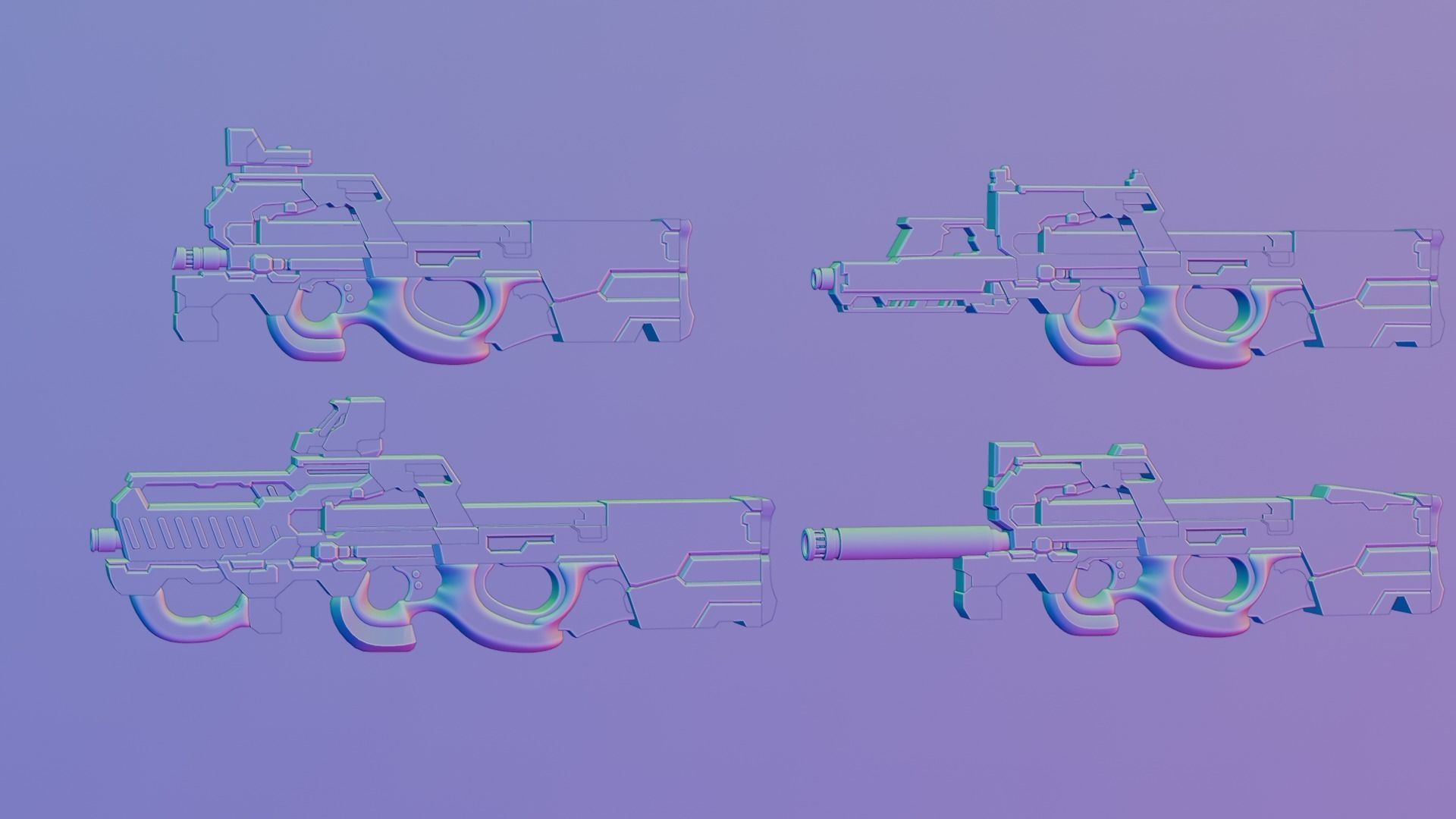 P90 gun collection 3D model_25