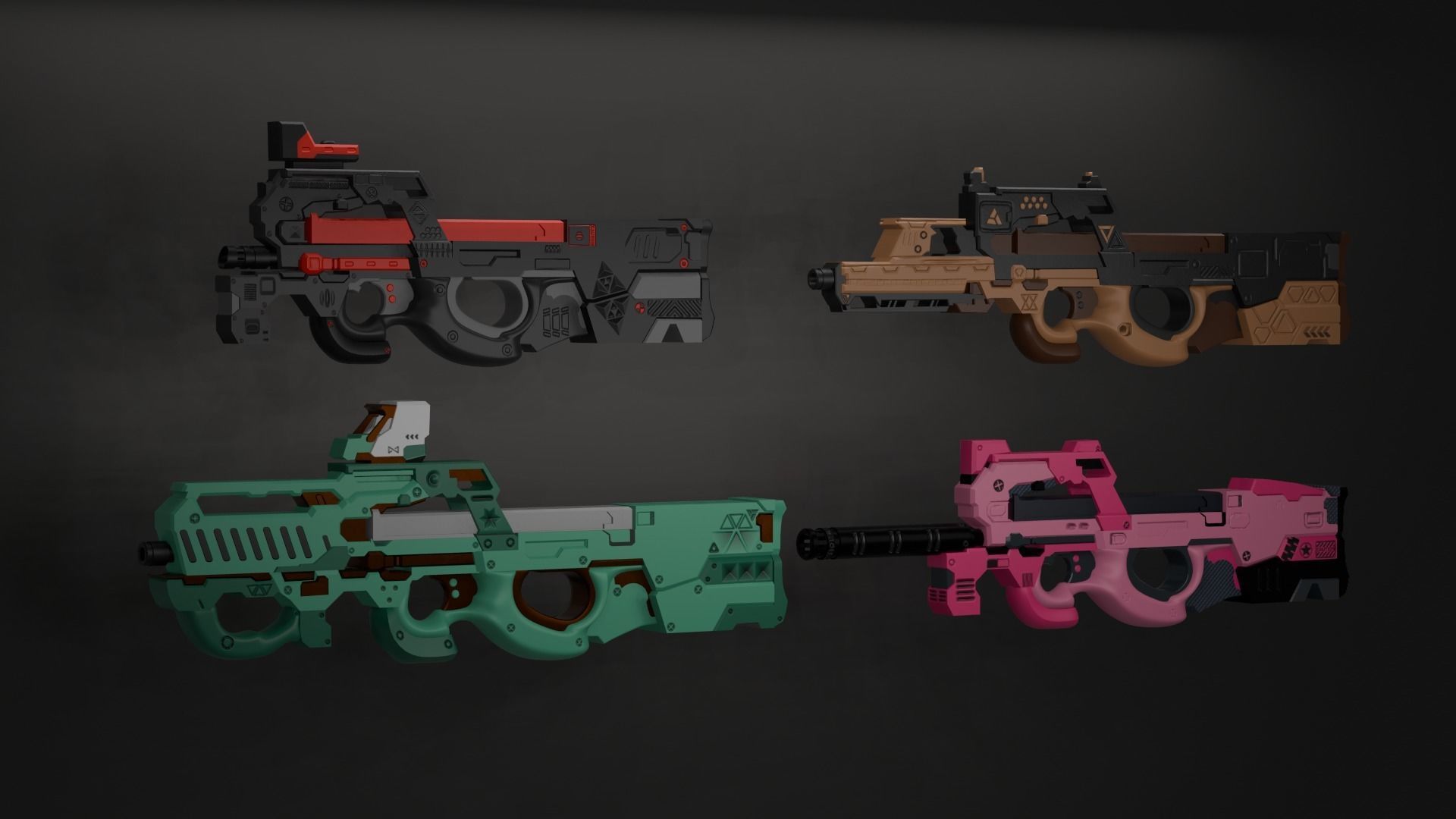 P90 gun collection 3D model_24