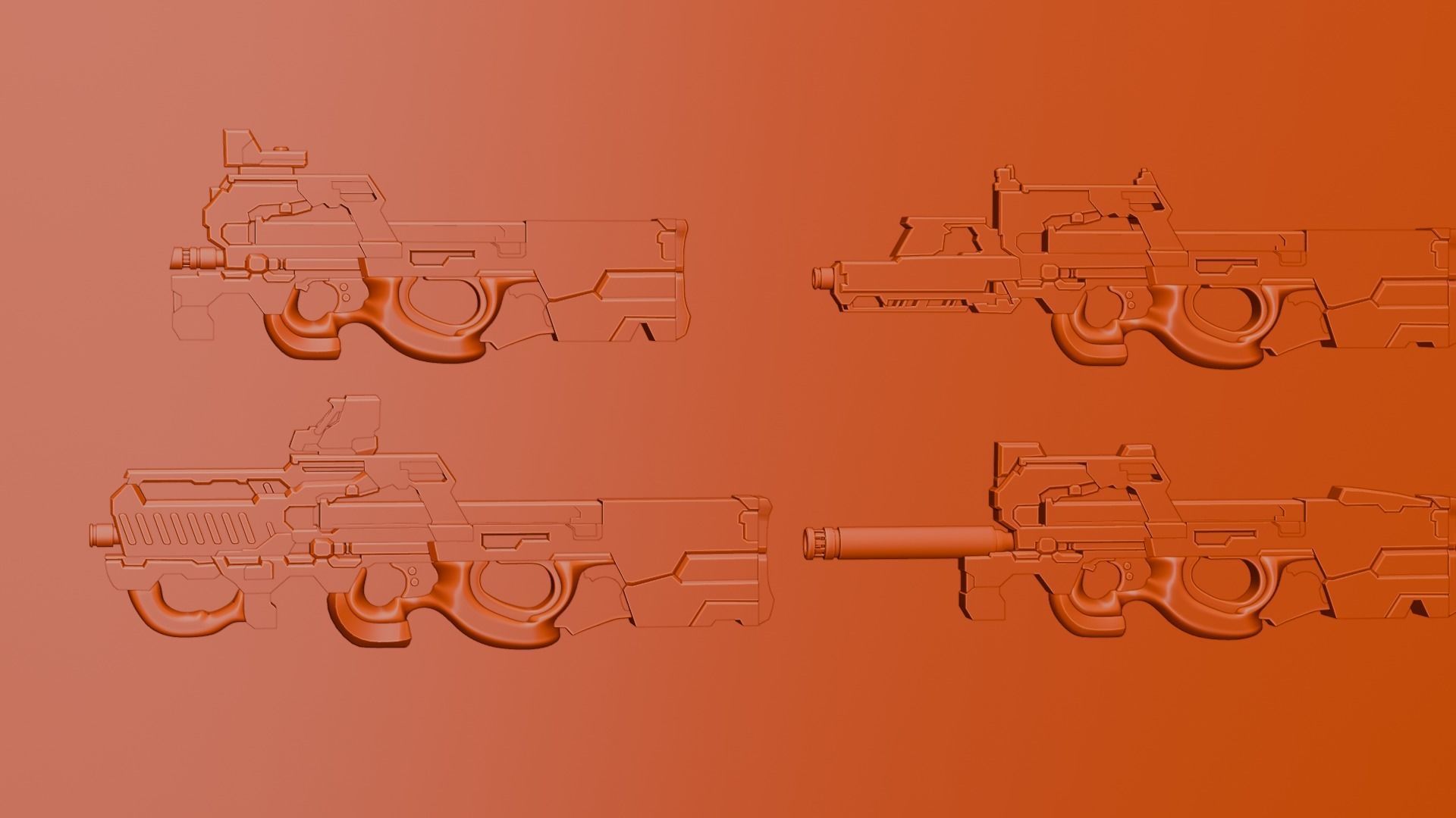 P90 gun collection 3D model_31