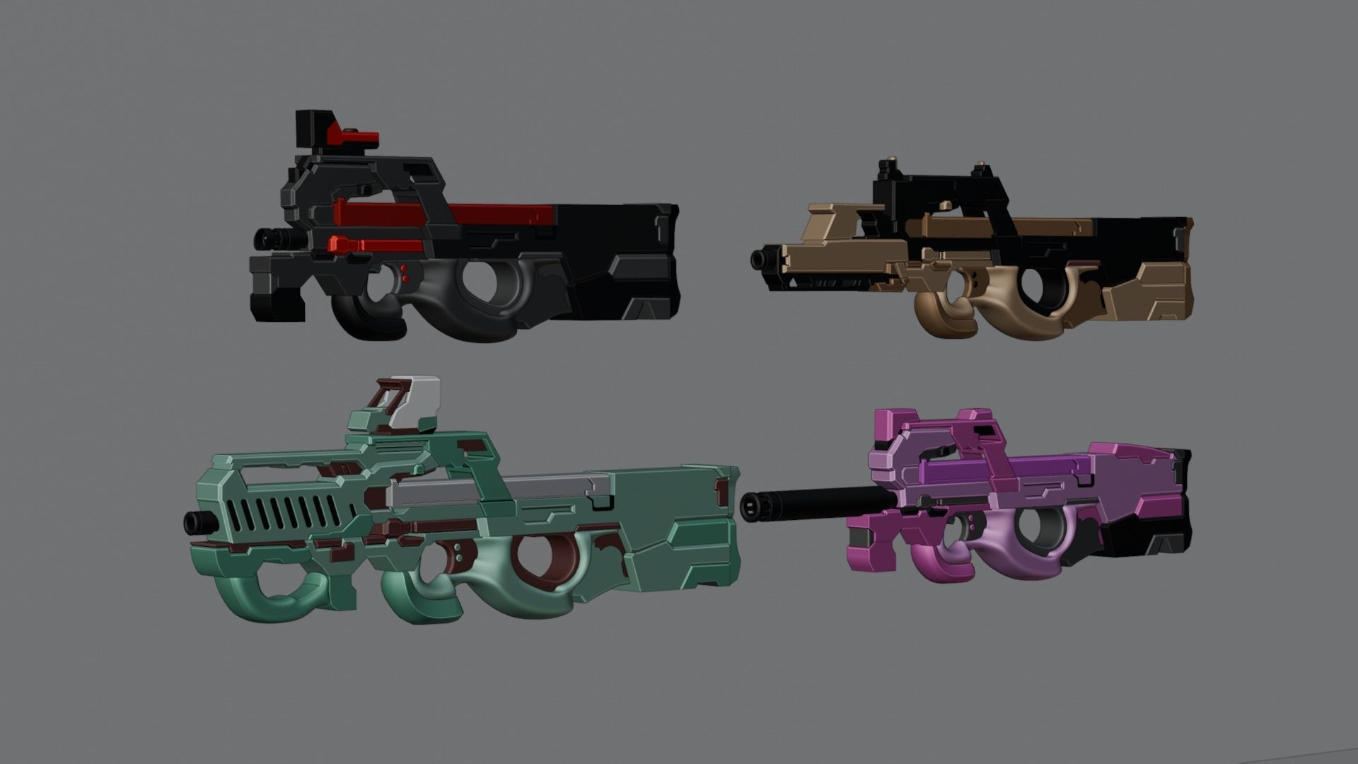 P90 gun collection 3D model_27