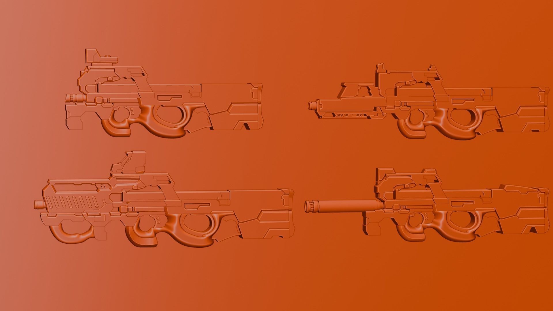 P90 gun collection 3D model_30