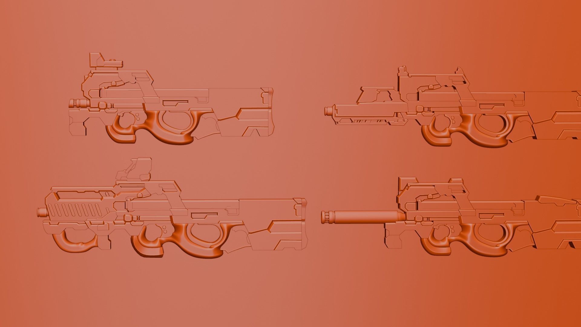 P90 gun collection 3D model_29