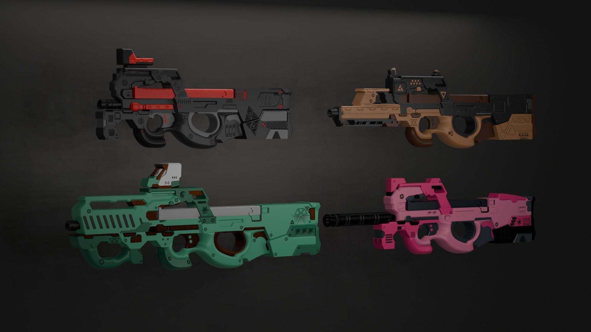 P90 gun collection 3D model_16