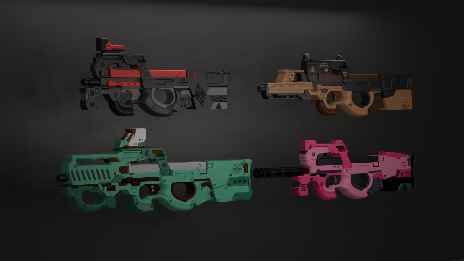P90 gun collection 3D model_10