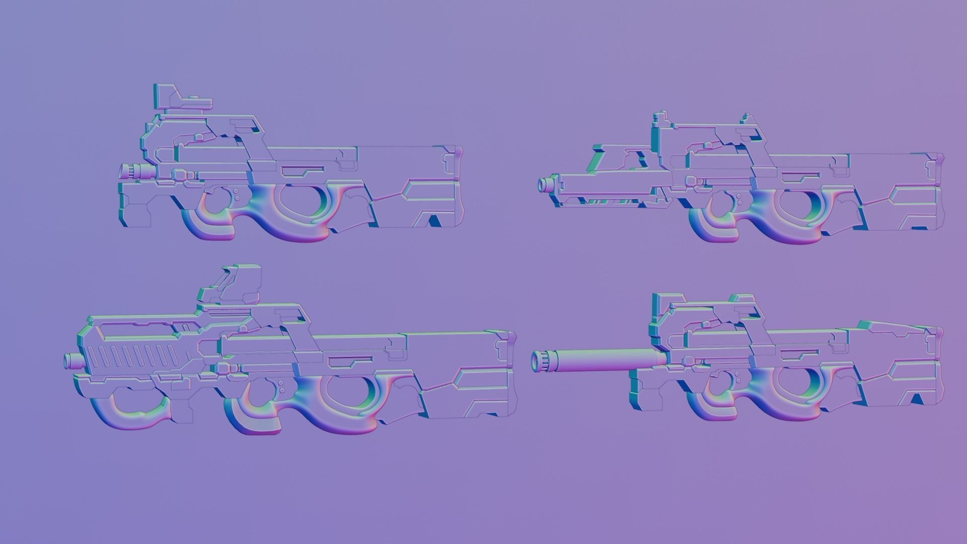 P90 gun collection 3D model_26
