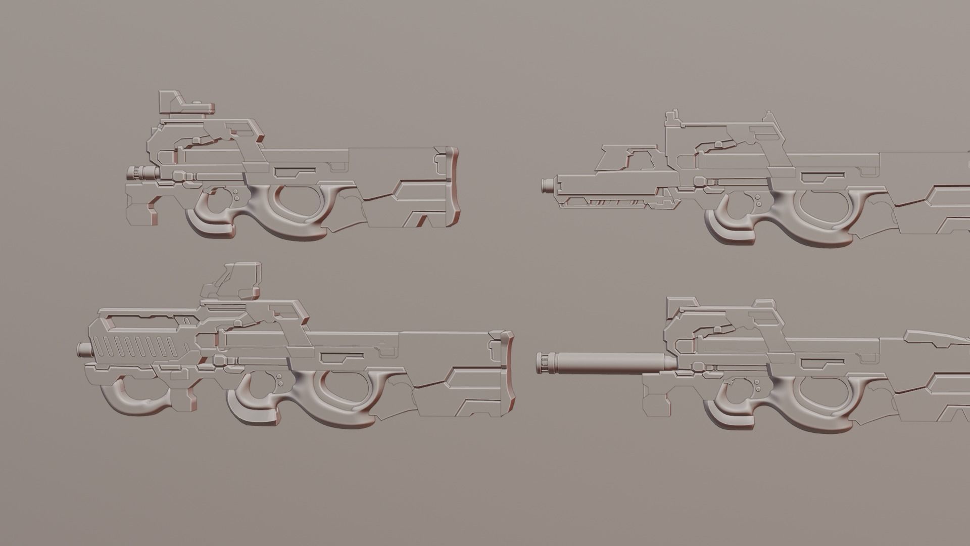 P90 gun collection 3D model_34