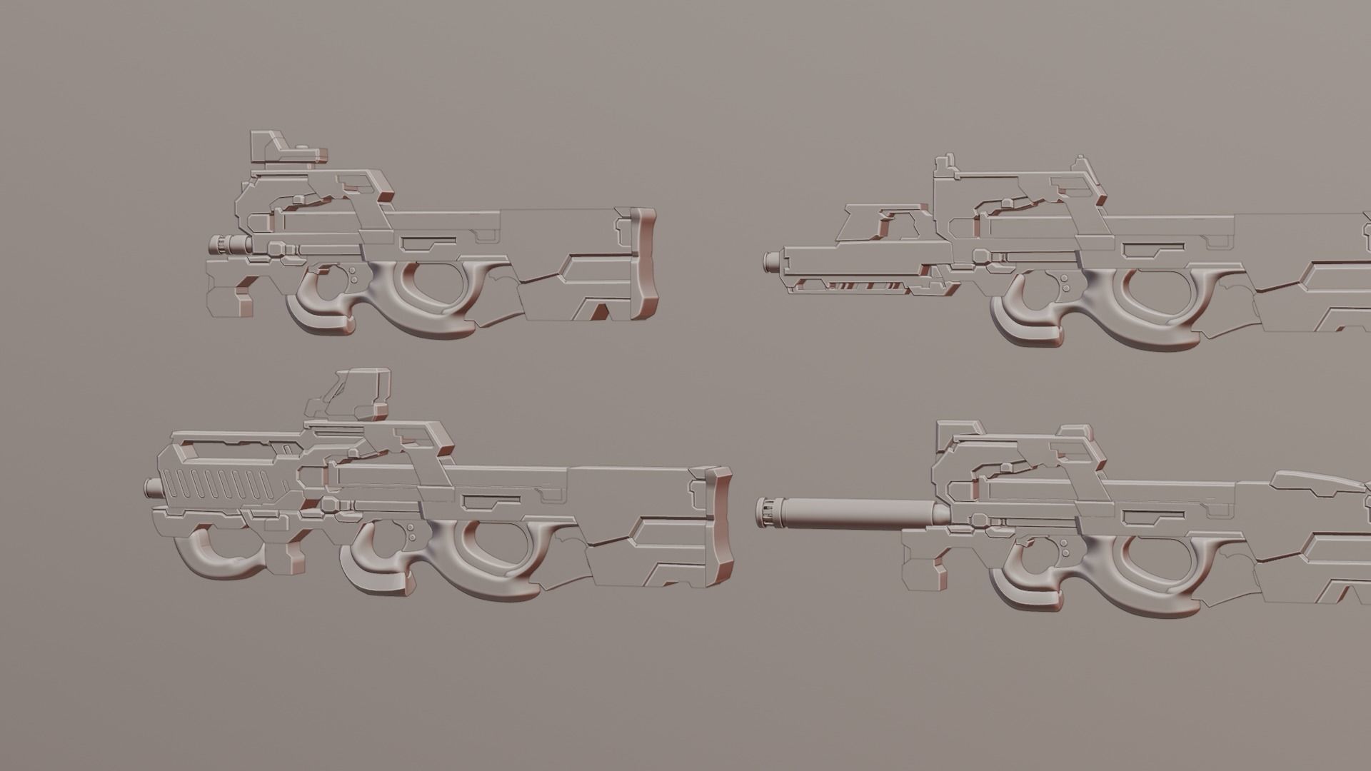 P90 gun collection 3D model_36