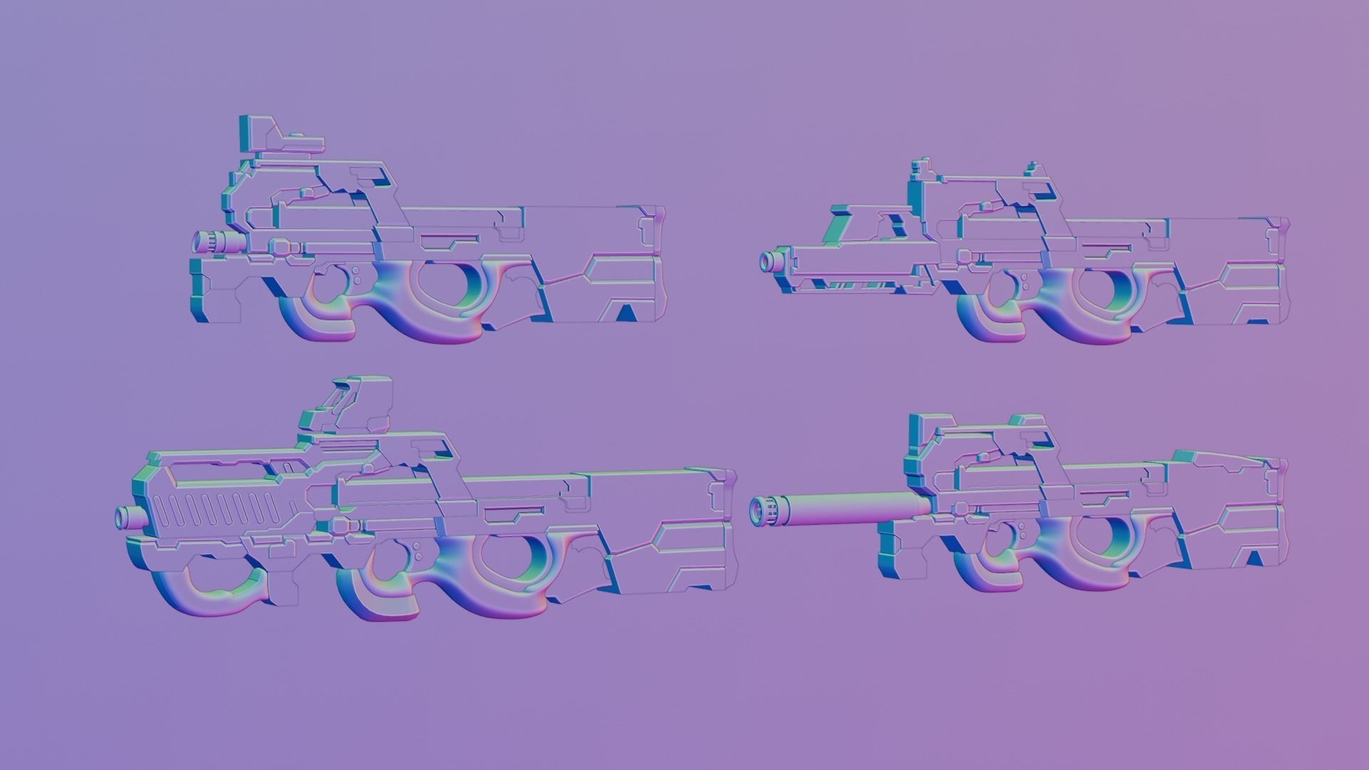 P90 gun collection 3D model_22