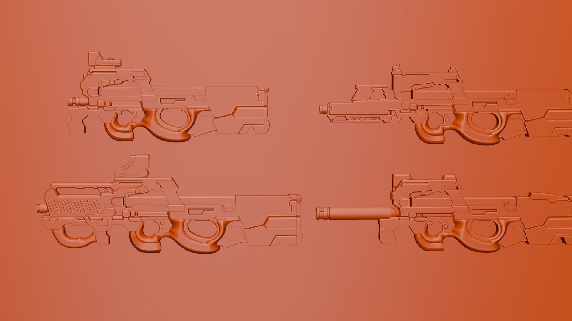 P90 gun collection 3D model_32