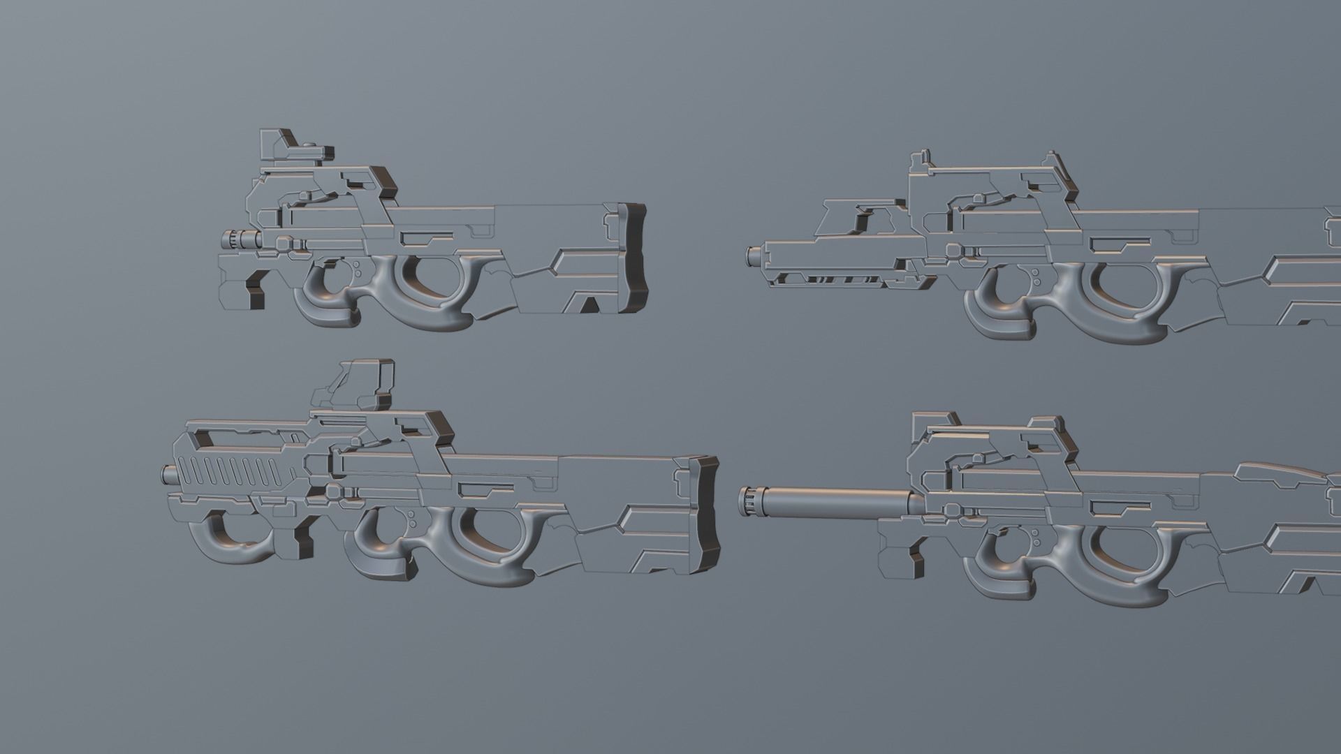 P90 gun collection 3D model_9