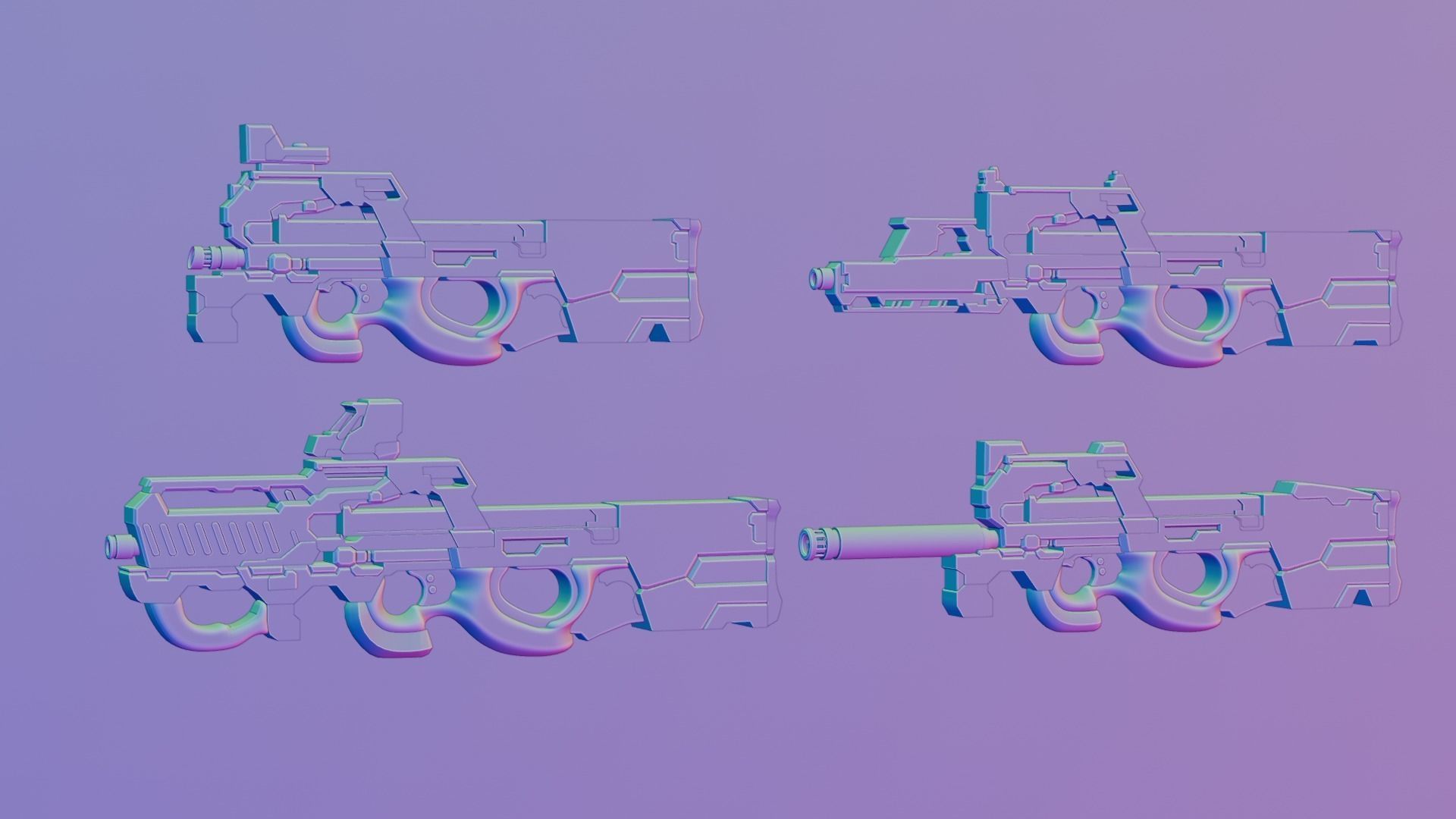 P90 gun collection 3D model_28