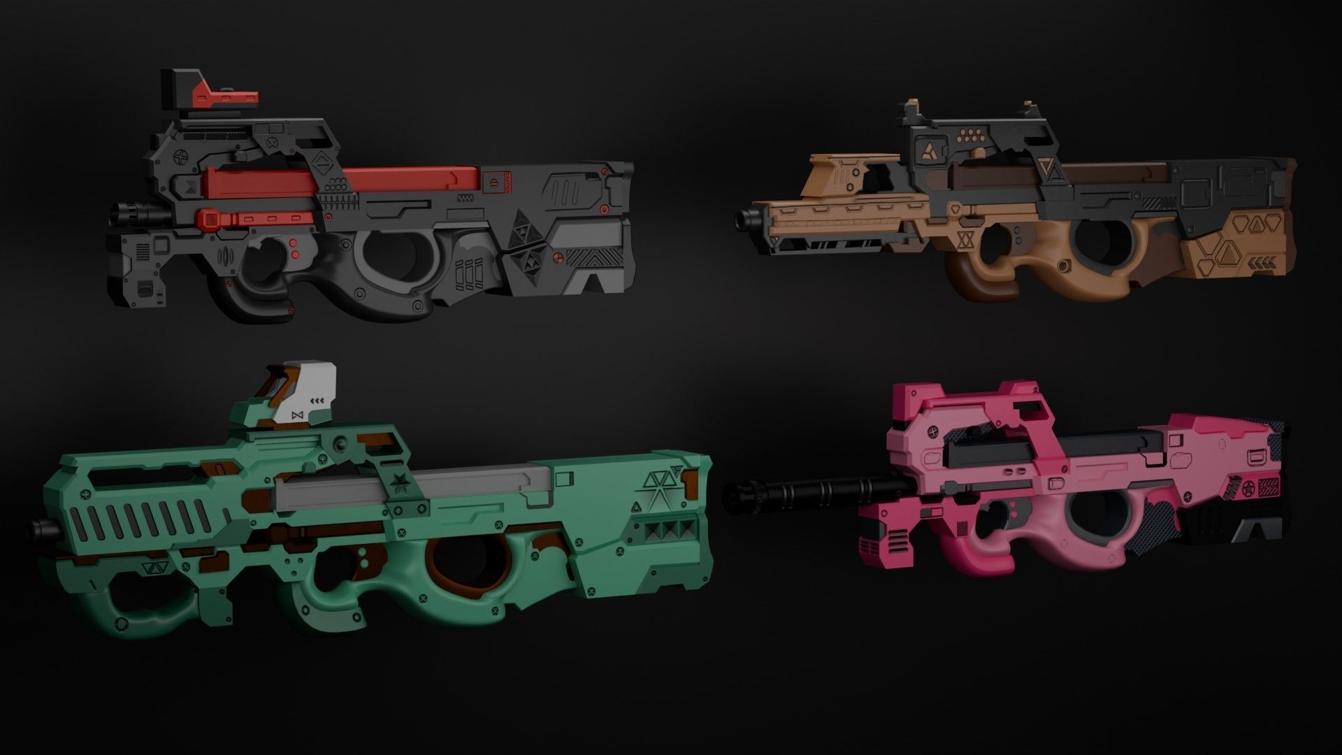 P90 gun collection 3D model_1