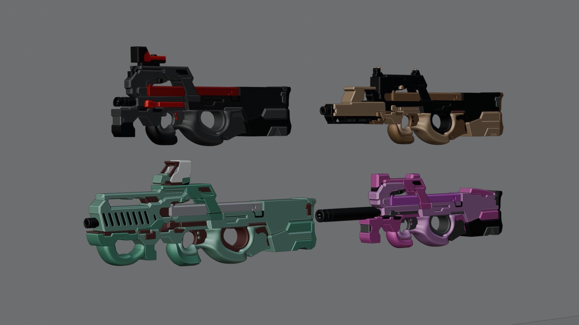 P90 gun collection 3D model_21