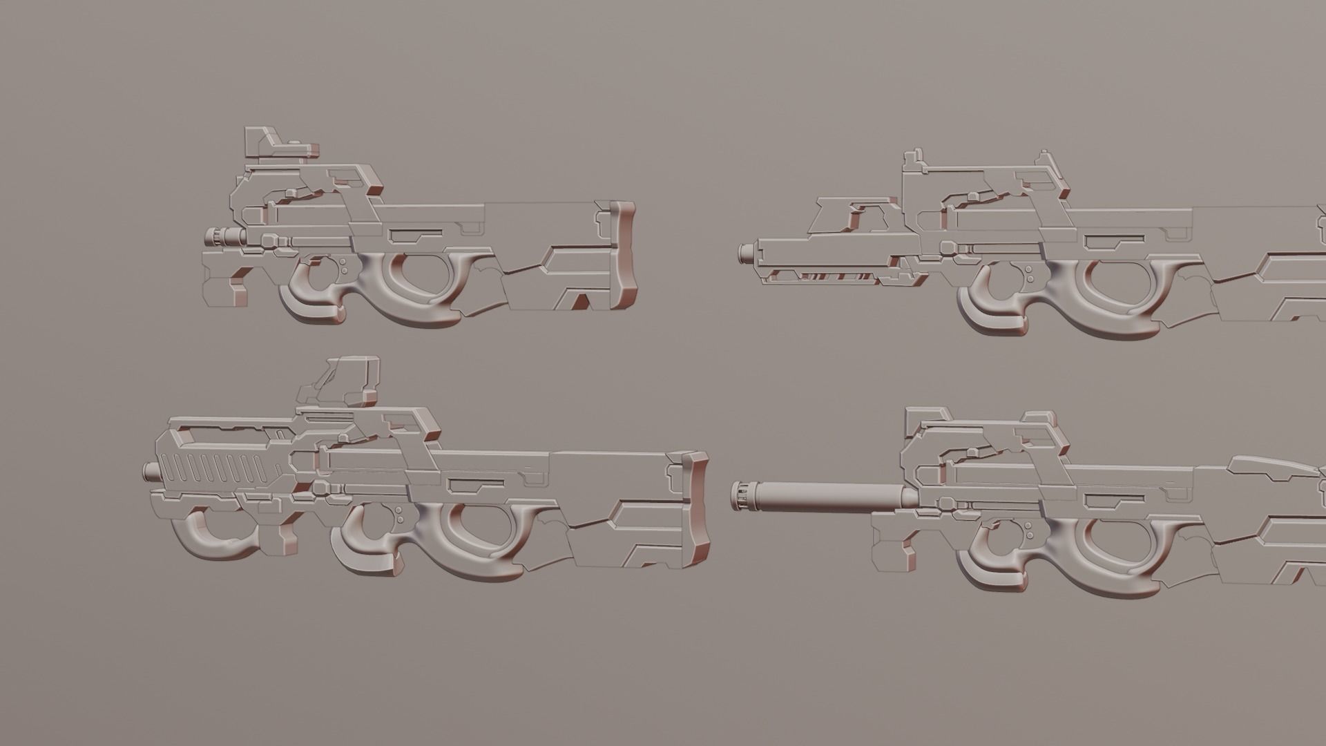 P90 gun collection 3D model_38