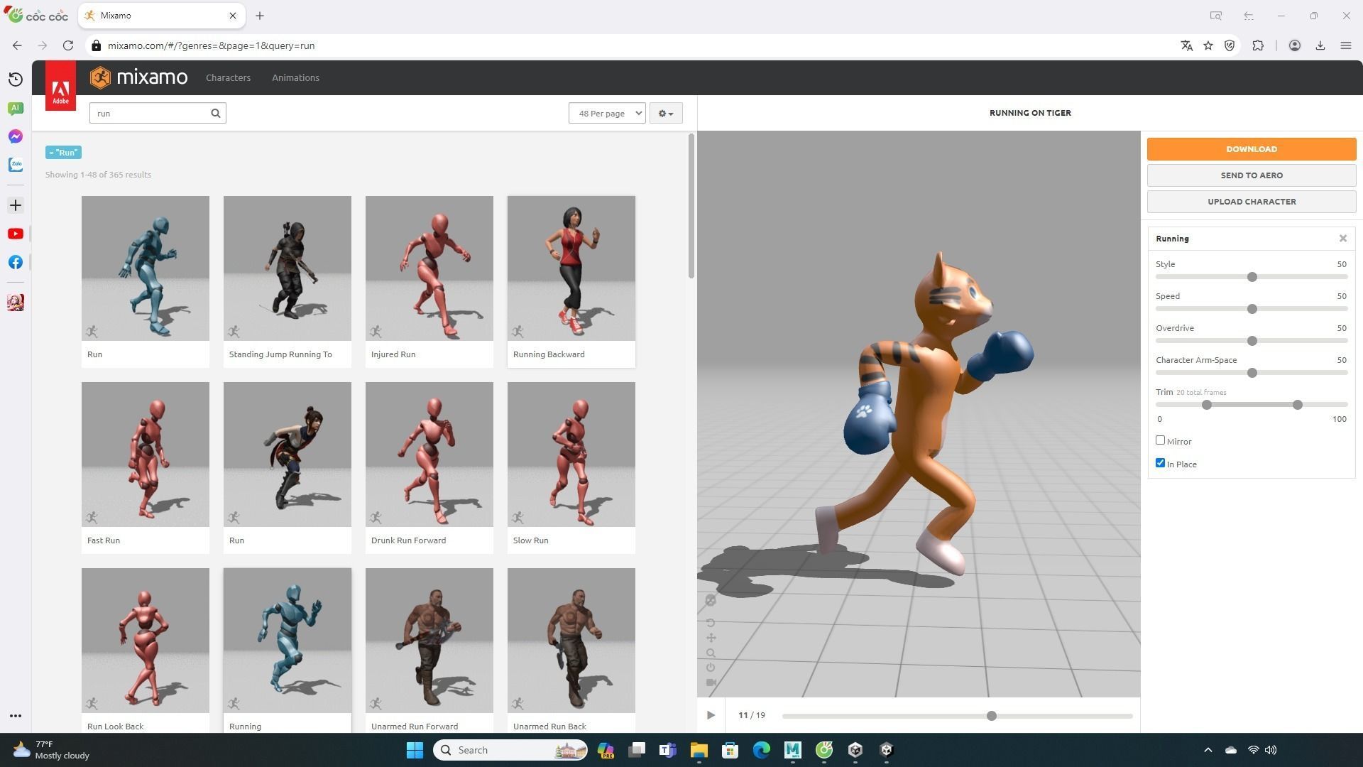 Boxing Tiger Animal Animated Low-poly 3D model_4