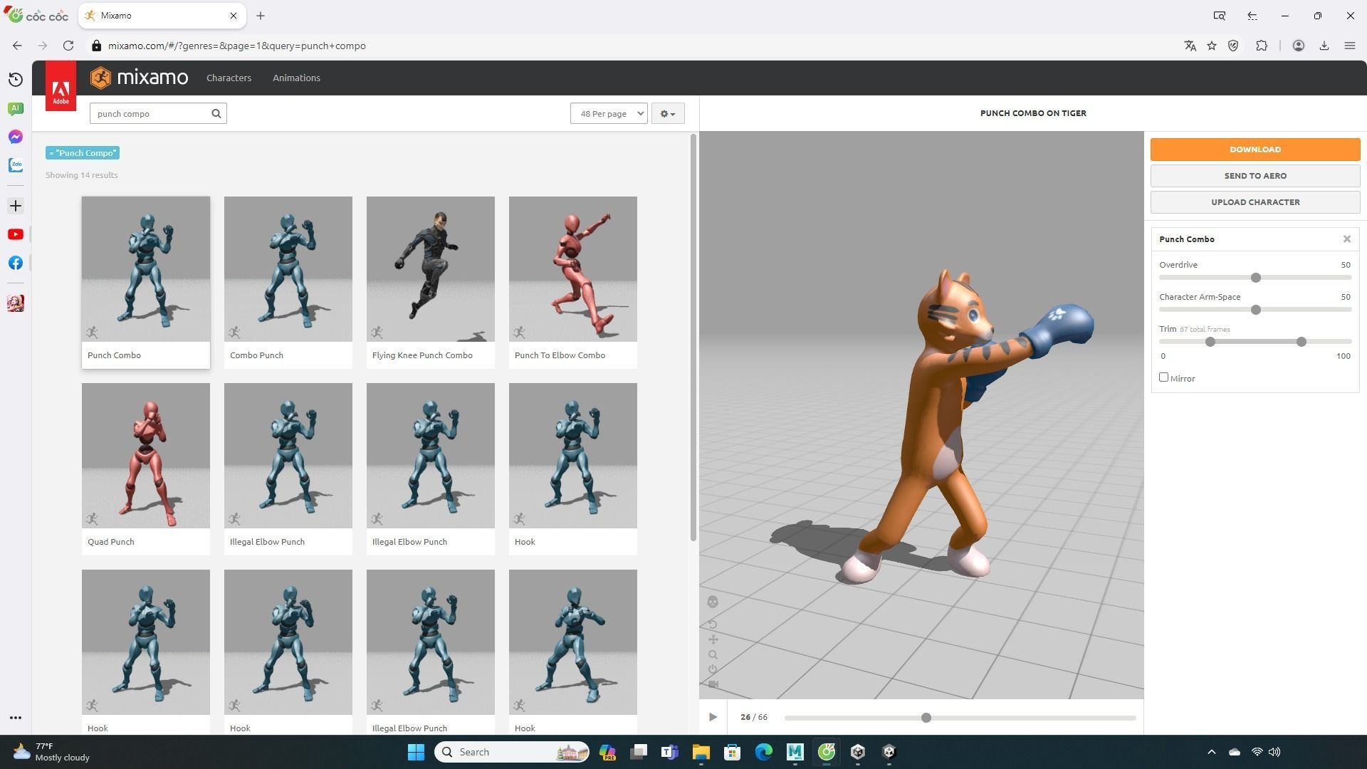 Boxing Tiger Animal Animated Low-poly 3D model_2