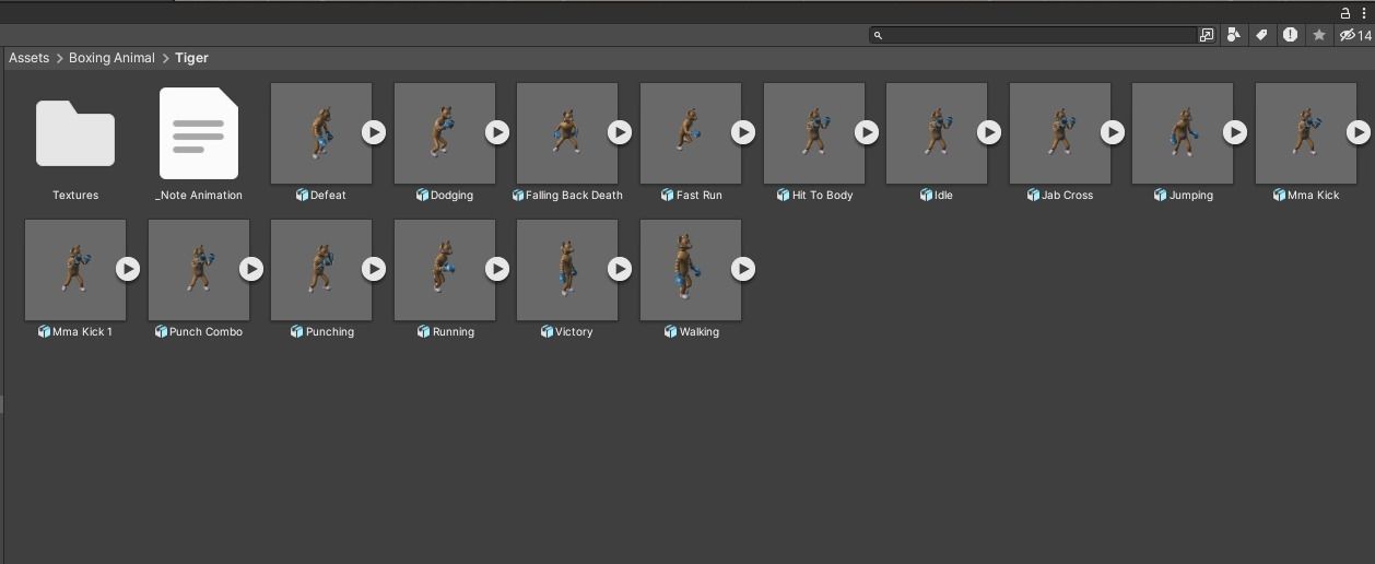 Boxing Tiger Animal Animated Low-poly 3D model_5