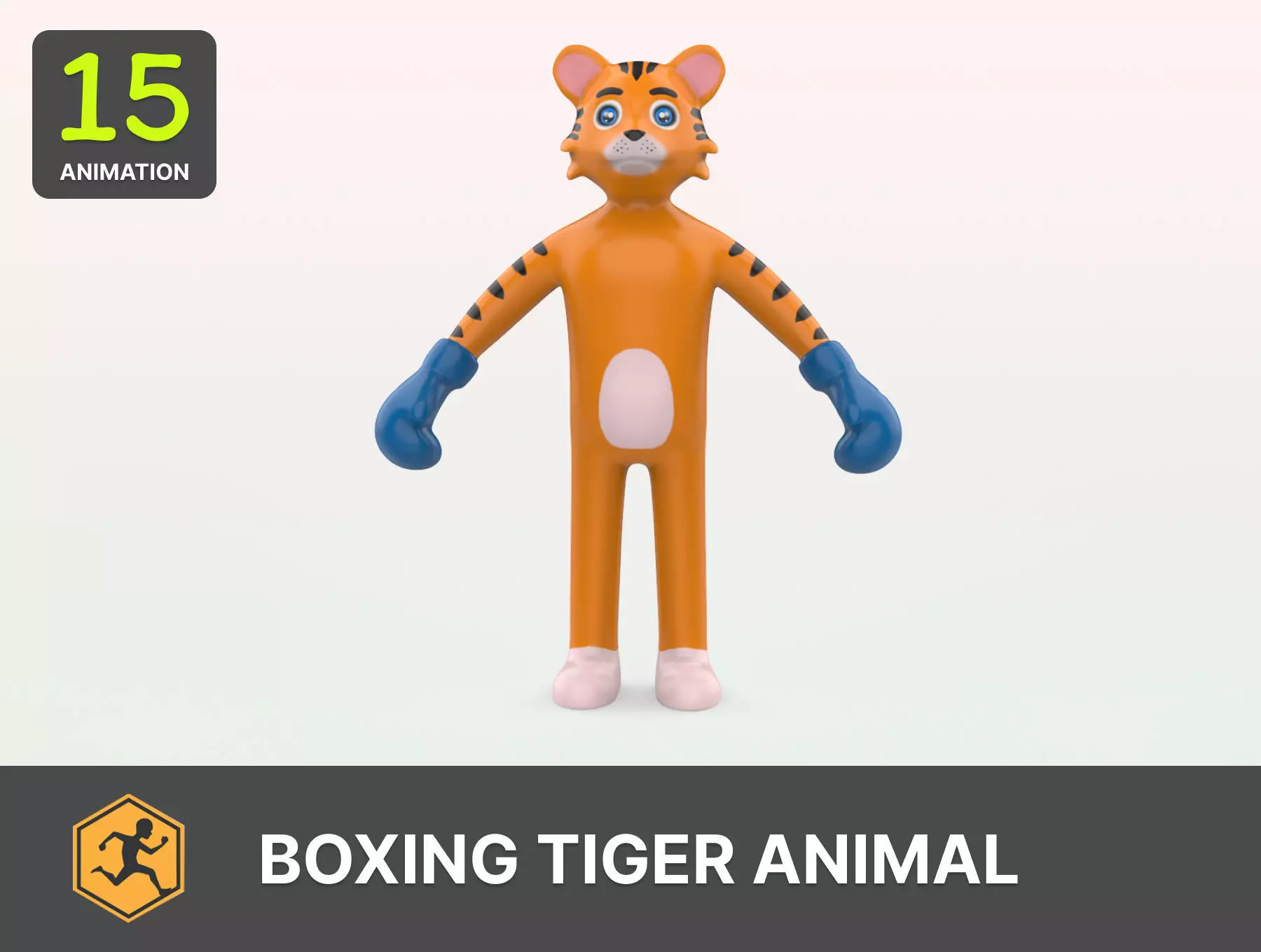 Boxing Tiger Animal Animated Low-poly 3D model_0