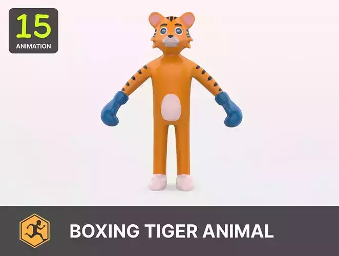 Boxing Tiger Animal Animated Low-poly 3D model