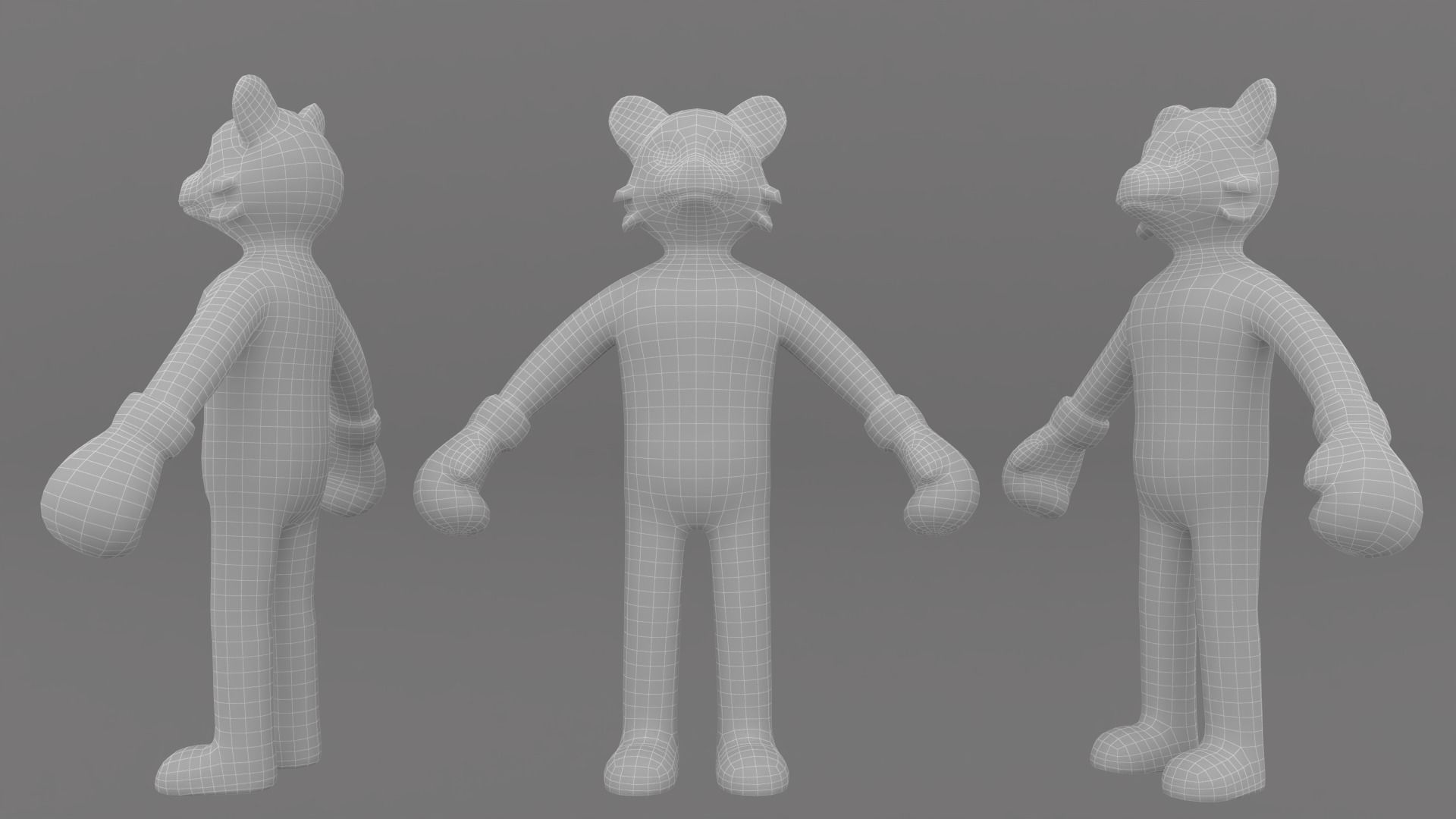 Boxing Tiger Animal Animated Low-poly 3D model_6