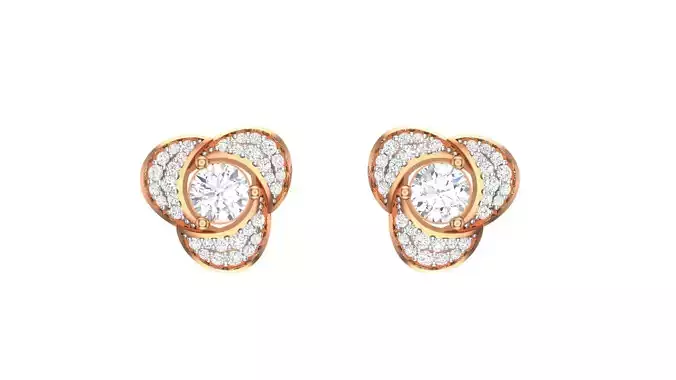Flower Women Diamond Earrings stl obj gltf glb 3mf renders