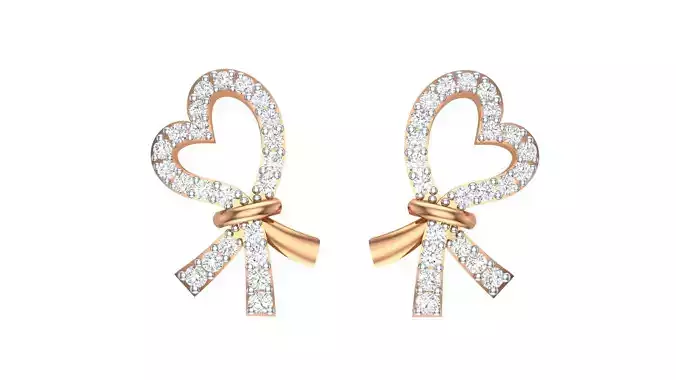 Women Heart Love Valentine  Diamond Earrings stl obj gltf glb