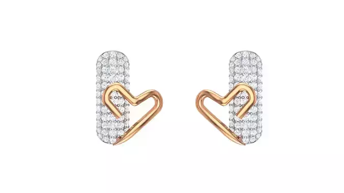 Heart Love Valentine Women Diamond Earrings stl obj gltf glb 3mf