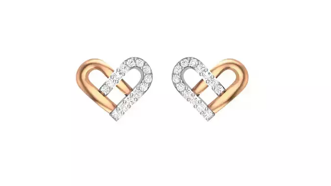 Women Heart Love Valentine  Diamond Earrings stl obj gltf glb