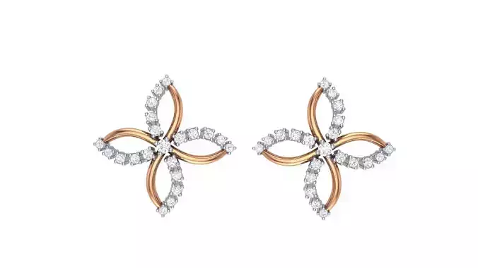 Flower Women Diamond Earrings stl obj gltf glb 3mf renders